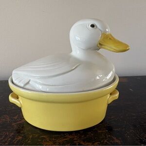 Yellow and White Duck Ceramic Dish